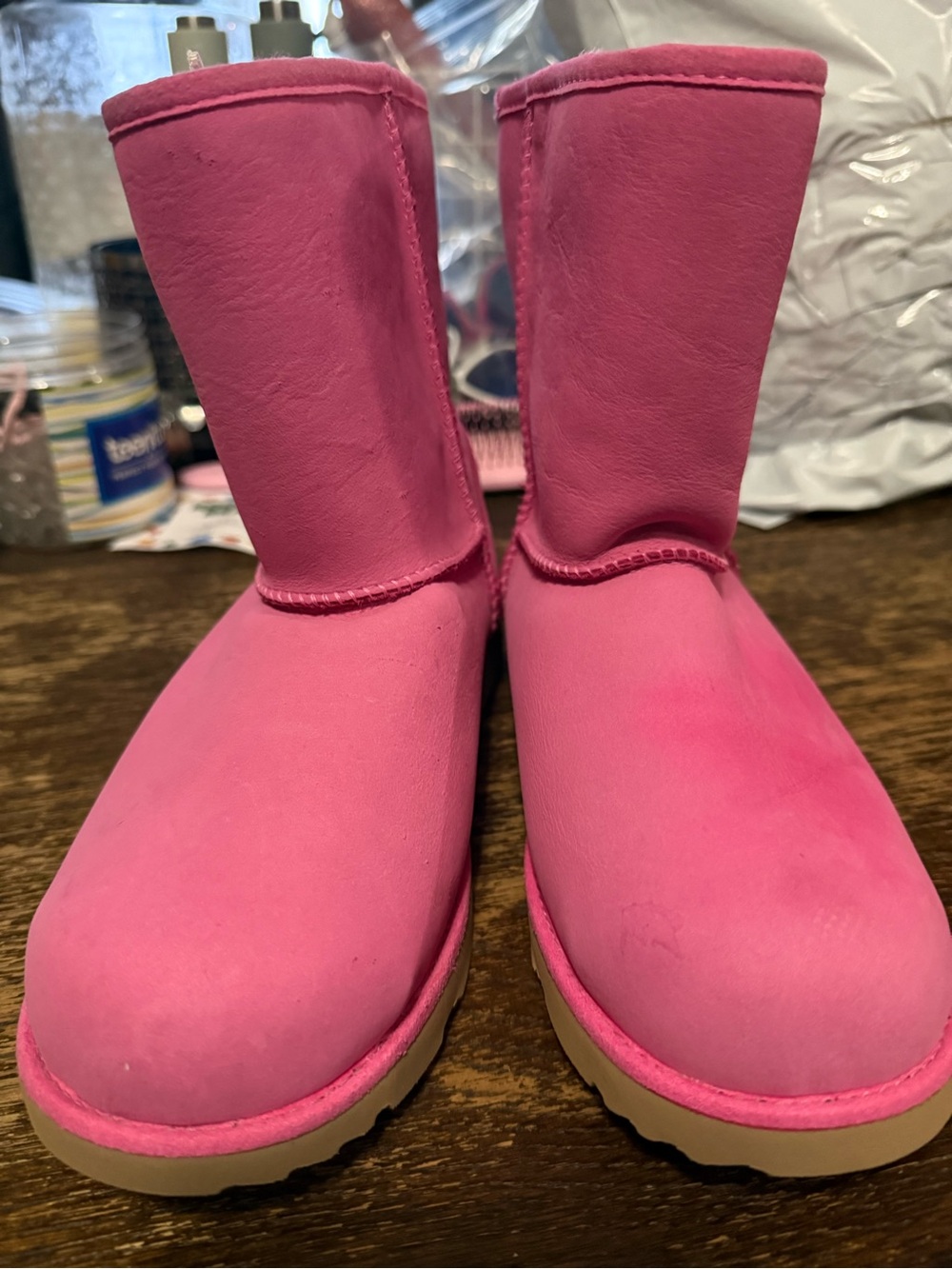 UGG Pink Classic Short Shearling Booties
